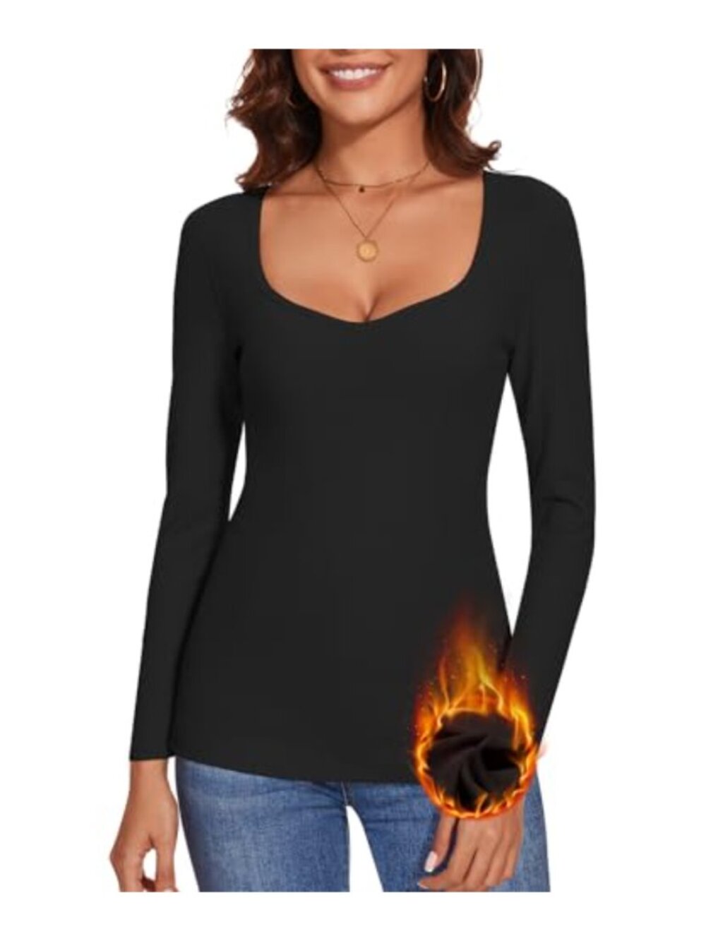 Women's Thermal Long Sleeve Fleece Lined Base Layer Top